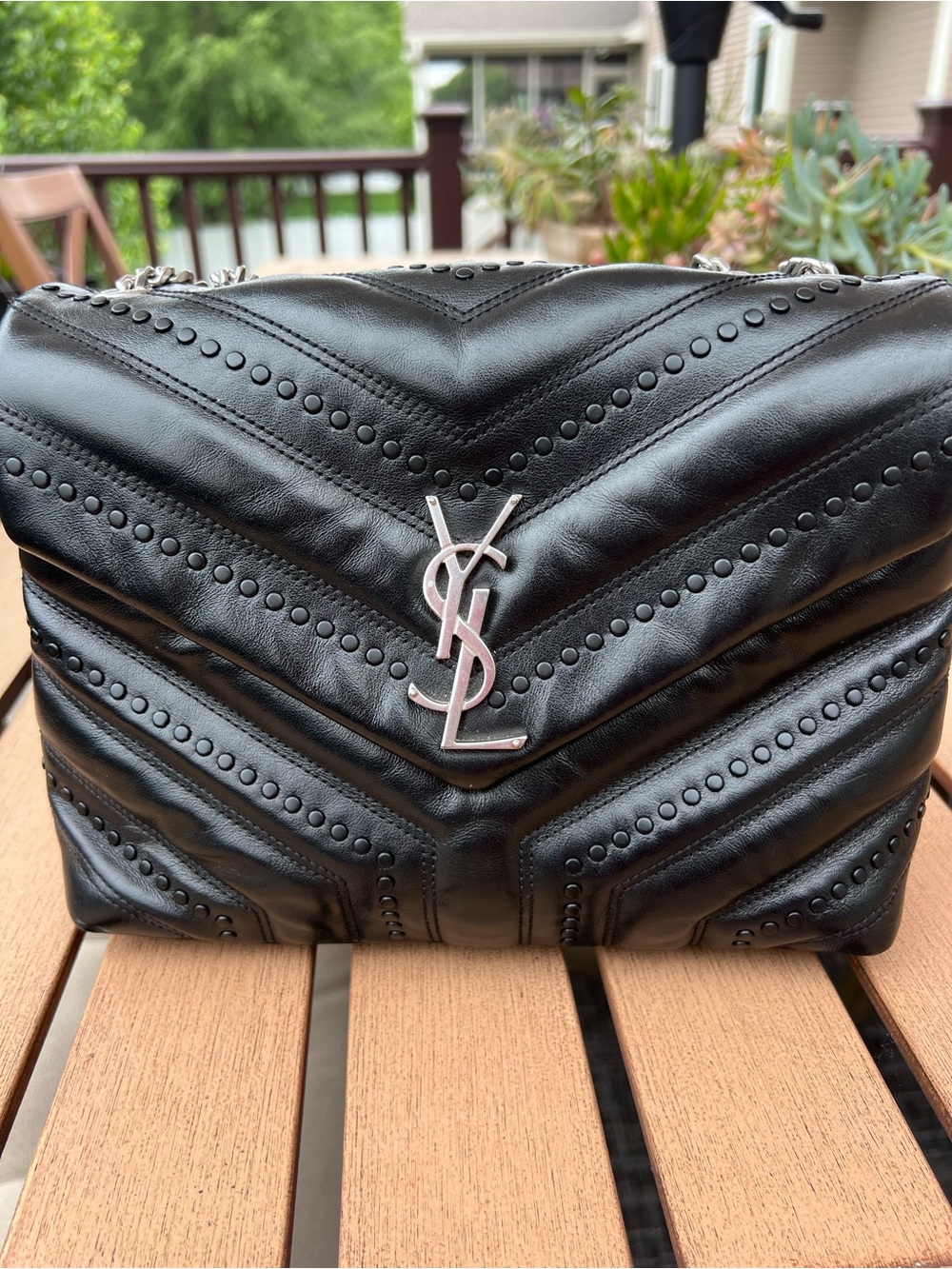 𝑹𝒂𝒓𝒆 UNIQUE Yves Saint Laurent Black Chevron LouLou Small Leather Bag YSL - Picture 14 of 16
